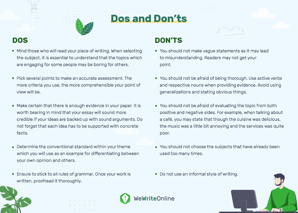 Dos and Donts'ts  Evaluative Essay Writing